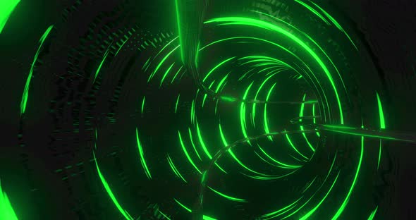 Tunnel with green lights moving in a seamless loop