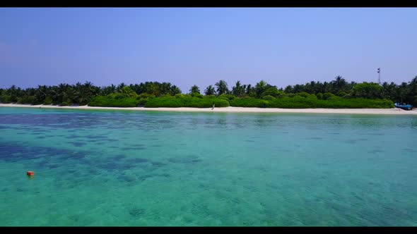 Aerial view nature of luxury shore beach holiday by blue water and white sandy background of a dayou