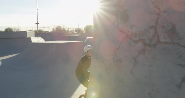 BMX rider in skatepark