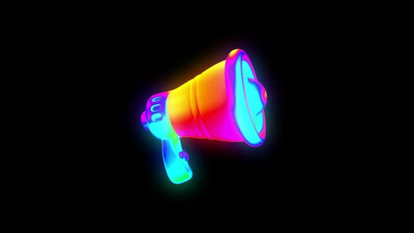 3D Megaphone Hand Mike Psychedelic Animation for Colorful NFT