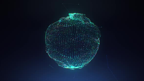 Abstract colorful sphere 3D animation, Artificial intelligence