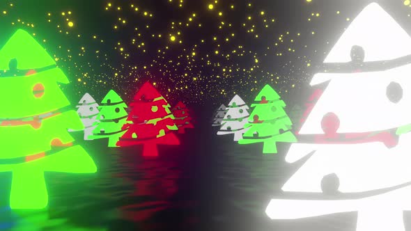 Christmas Pine Tree Neon 03 4k 