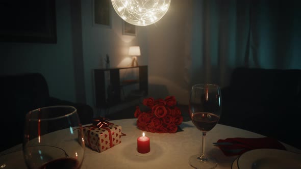 Valentine's Day Table of a Restaurant with Candle