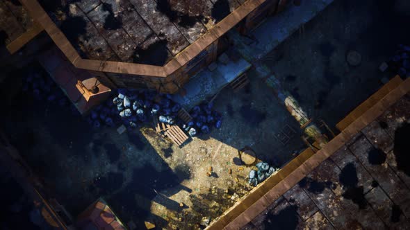 Aerial View of Abandoned Old Factory