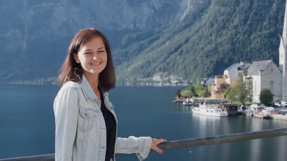 Woman Posing for the Camera in Hallstatt