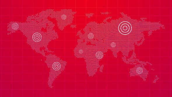 Red World Map Location Point Radio Wave Signal Background