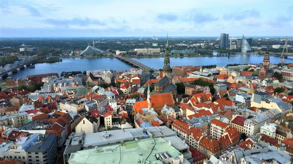 Riga city aerial view