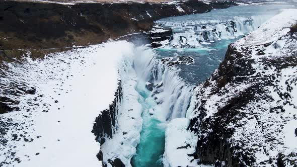 Gullfoss waterfall in South West Iceland in the winter