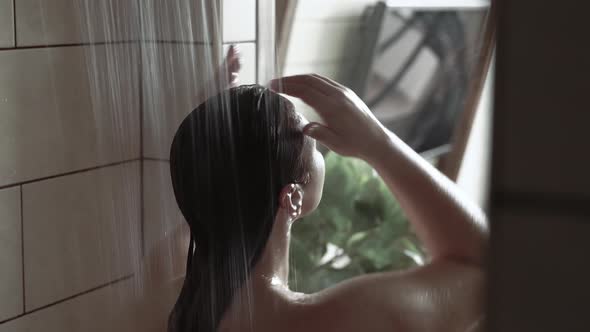 woman under the shower