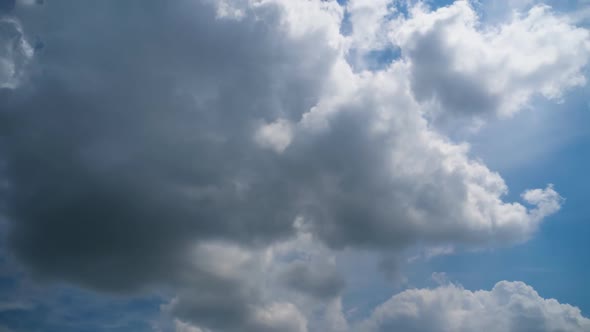 Clouds Move Smoothly in the Blue Sky. Timelapse