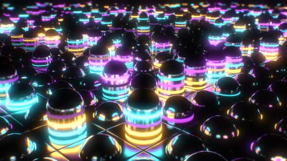 Bright Fast Flashing Flickering Neon Abstract Grid Tube Array Pistons - 4K