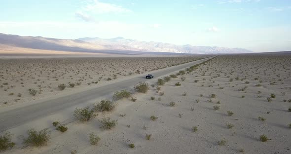 Car Driving Through Death Valley in the USA