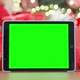 Digital Tablet Mockup Green Blank Screen for Ads on Christmas Table Background - VideoHive Item for Sale
