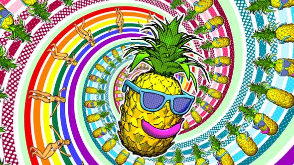  Funny pineapple with sunglasses