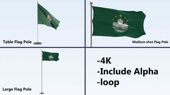 Macau Flag Pole Pack 4k-Loop