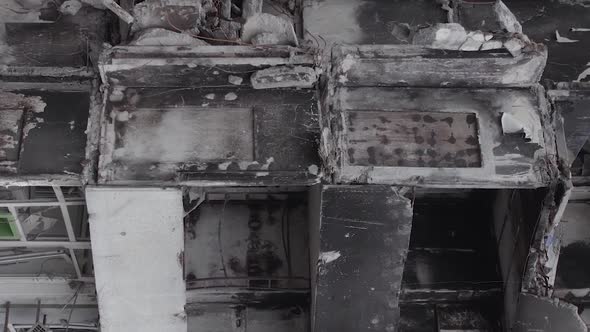 Vertical Video of a Bombed House in Borodyanka Ukraine