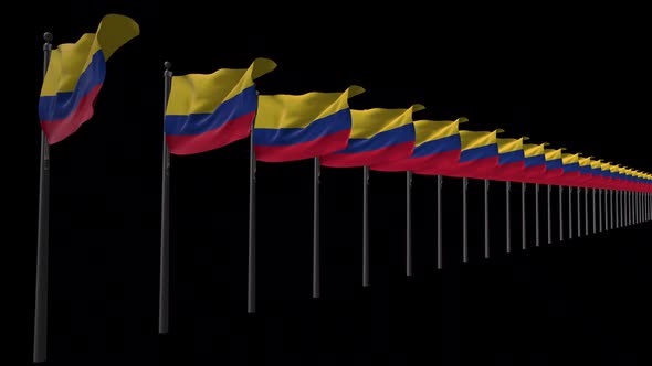 Row Of Colombia Flags With Alpha 2K