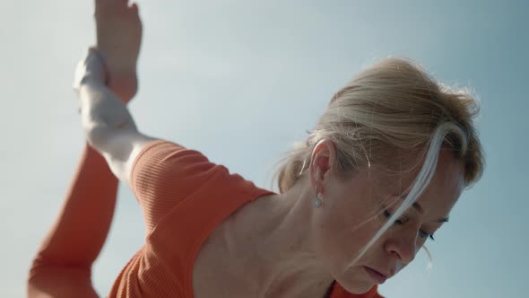 Portrait of Yoga Woman 3035 Years of Age Exercising Outdoor