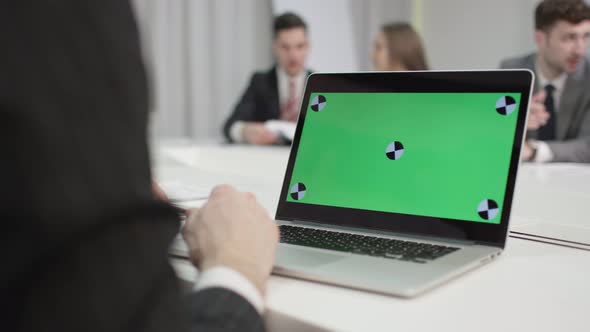 Laptop in a meeting room