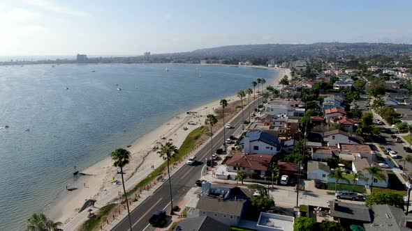 Aerial View of Mission Bay and Beaches in San Diego, California. USA