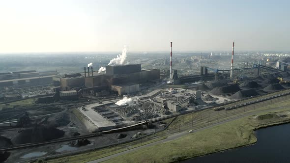 Huge Industrial Plant for Processing Ores Seen from the Air