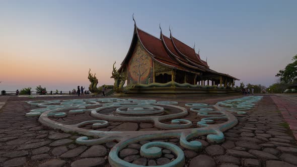 Time lapse of Wat Sirindhorn Wararam or Wat Phu Prao temple in Ubon Ratchathani, Thailand