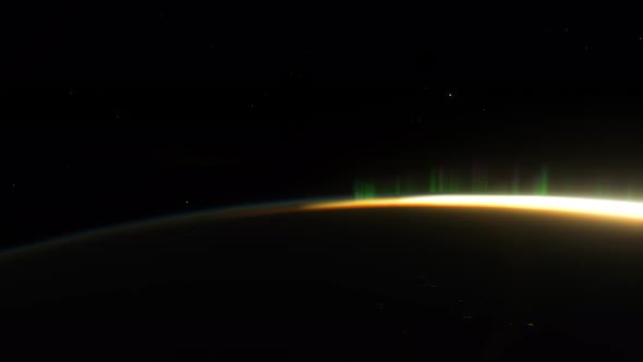 Spaceship Flies Over the Night Side of the Planet Earth alt