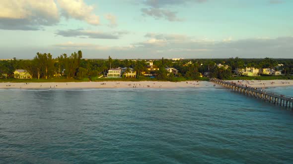 Naples Beach Pier Aerial Drone