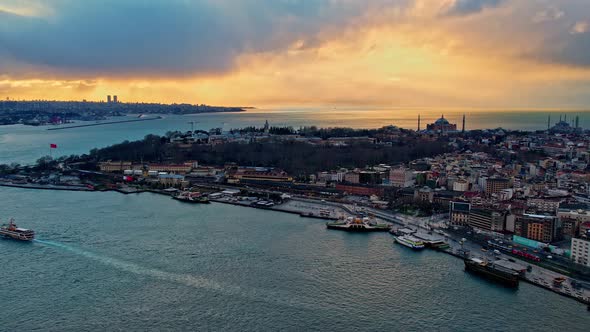 Aerial View Istanbul Ferry