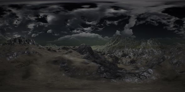 VR 360 Huge Dark Clouds Over Scottish Highlands