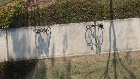 Shadow of bicycle in day