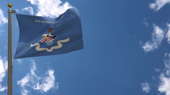 United States Department Of Justice Flag (Usa) On Flagpole