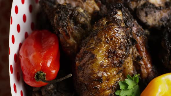 Rotating Shot of Delicious, Chicken Wings