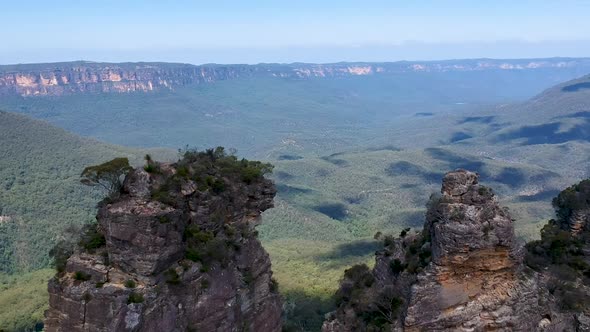 Aerial view over Three Sisters, Blue mountains, Sydney, Australia