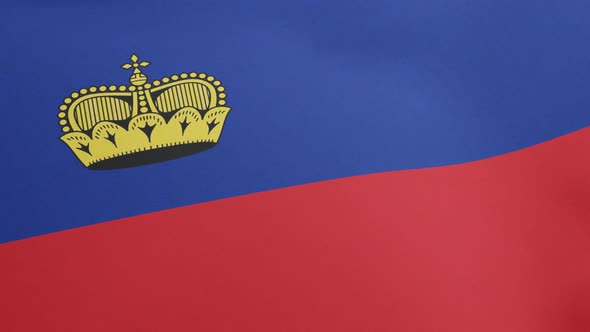 National Flag of Liechtenstein Waving Original Size and Colors 3D Render Principality of