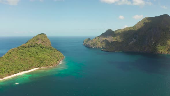 Tropical Island with Sandy Beach. El Nido, Philippines