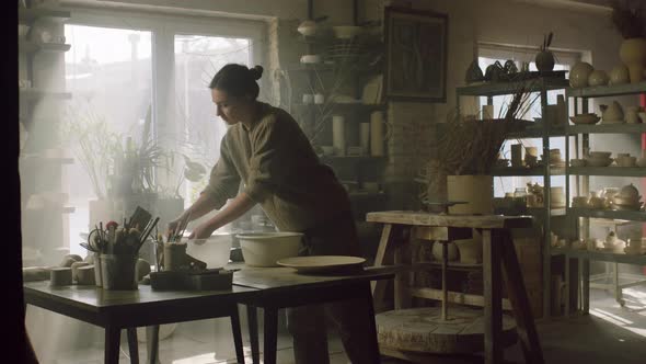 Woman Is Mixing Ceramic Glaze