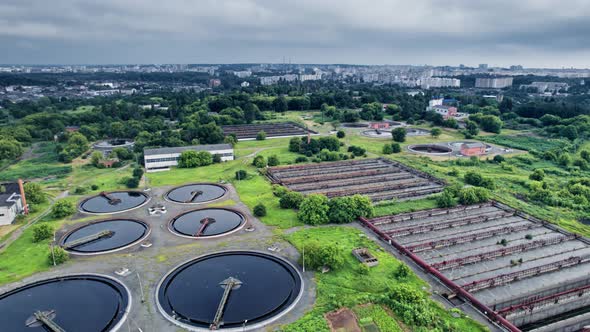 Aerial View of Wastewater Treatment Plant