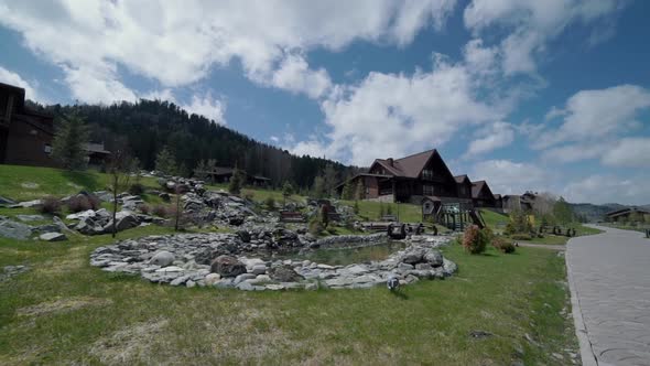 Beautiful Authentic Tourist Village with a Pond in Altai