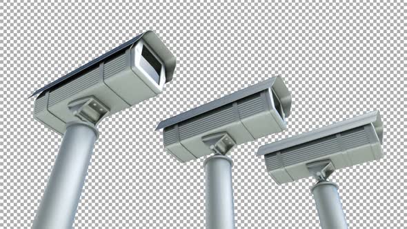 3 Security Cameras Alpha Channel