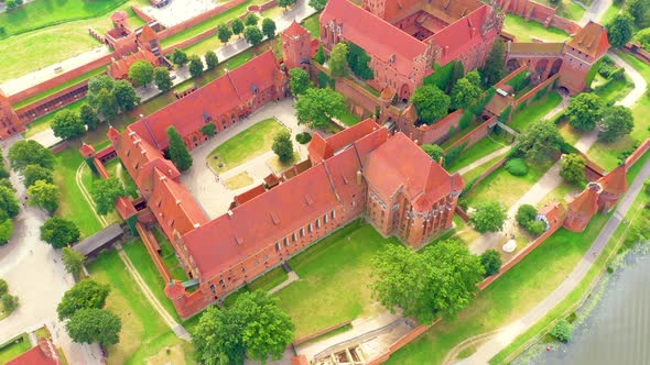 Aerial view of Castle of the Teutonic Order in Malbork, Malbork ( Zamek w Maborku, Ordensburg Marien