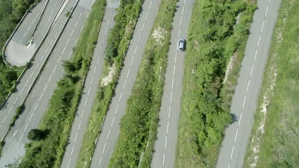 Winding, Twisting and Steep Mountain Road Aerial