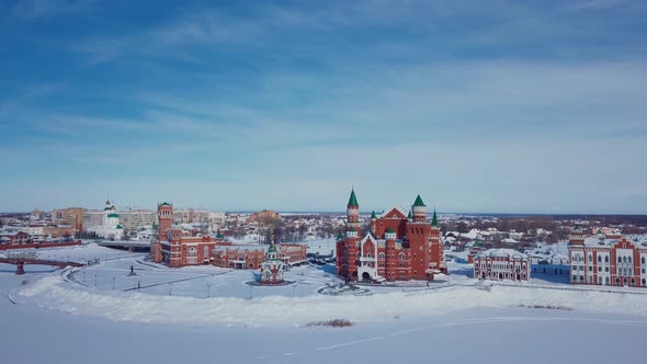 Aerial View Of The Sights Of Yoshkar Ola, Winter Russia