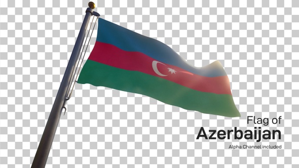 Azerbaijan Flag on a Flagpole with Alpha-Channel