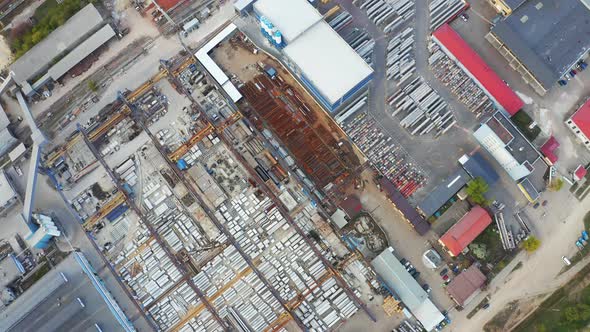 Birds Eye View of Industry Area. Warehouses and Store Buildings From Above