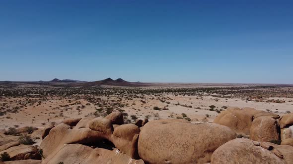 Drone footage of the beautiful nature of Namibia, desert with huge rocks