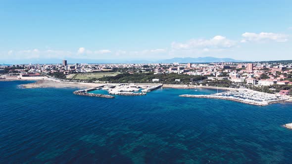 Amazing Aerial View of Livorno Coastline Tuscany