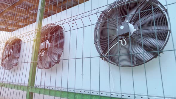 Metal industrial air conditioning vent. HVAC. Commercial cooling HVAC air