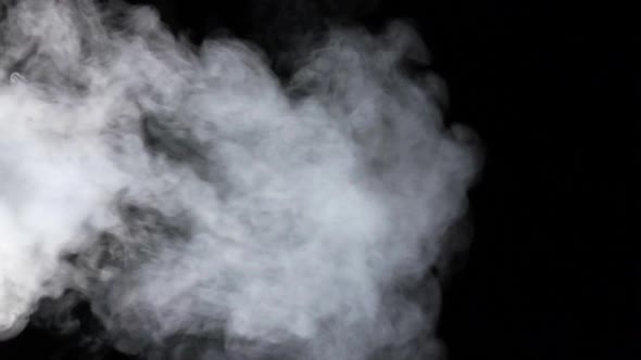 White Smoke with Large Wave on Isolated Black Studio Background