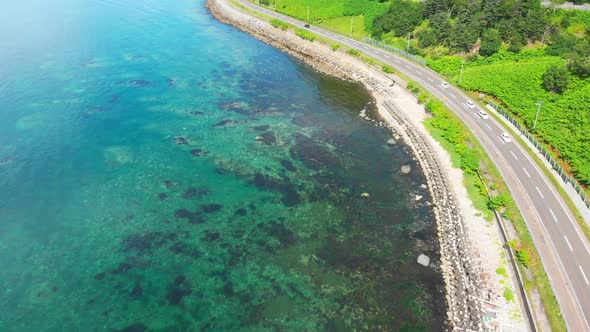 coastal highway in shiretoko